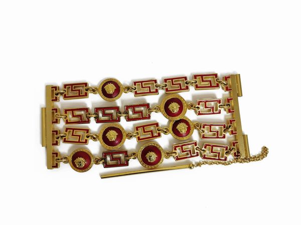 Gianni Versace bracciale in metallo dorato e smalti  - Asta Fashion Vintage - Associazione Nazionale - Case d'Asta italiane