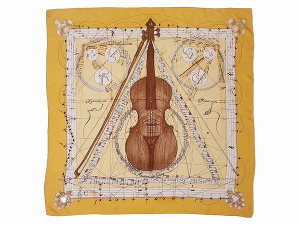 Herms foulard in seta La Musique des Sphres di Zo Pauwels  - Asta Fashion Vintage - Associazione Nazionale - Case d'Asta italiane