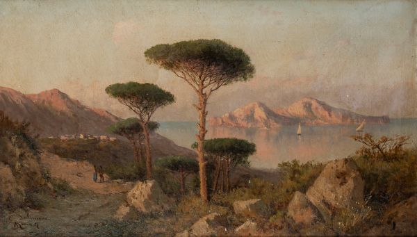 C. de Simone (Scuola romana seconda metà del XIX secolo) : Veduta di Capri dalla Costiera  - Asta Arte Figurativa tra XIX e XX Secolo - Associazione Nazionale - Case d'Asta italiane