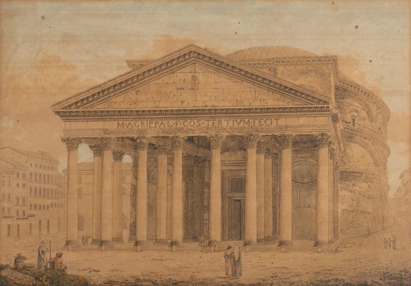 Scuola romana fine del XVIII - inizio del XIX secolo : Roma, veduta del Pantheon  - Asta Arte Figurativa tra XIX e XX Secolo - Associazione Nazionale - Case d'Asta italiane