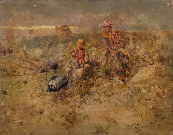 Tito Pellicciotti : Contadinelli e tacchini  - Asta Arte Figurativa tra XIX e XX Secolo - Associazione Nazionale - Case d'Asta italiane