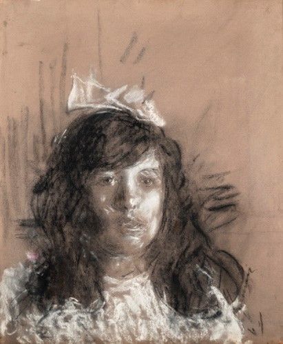 Antonio Mancini : Fanciulla con fiocco in testa  - Asta Arte Figurativa tra XIX e XX Secolo - Associazione Nazionale - Case d'Asta italiane