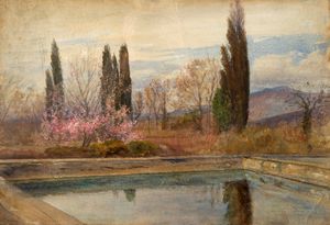 Napoleone Parisani - Tivoli, fontana a Villa Adriana