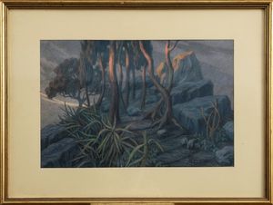 Giovan Battista Crema : Alberi ed agavi  - Asta Arte Figurativa tra XIX e XX Secolo - Associazione Nazionale - Case d'Asta italiane