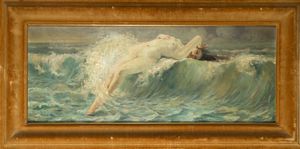 Scuola italiana fine del XIX secolo : Naiade  - Asta Arte Figurativa tra XIX e XX Secolo - Associazione Nazionale - Case d'Asta italiane