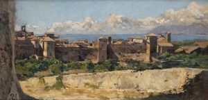 FILIBERTO PETITI - Veduta di Terracina con il Monte Circeo