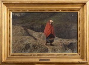 Francesco Mancini : La giovane ciociara  - Asta Arte Figurativa tra XIX e XX Secolo - Associazione Nazionale - Case d'Asta italiane