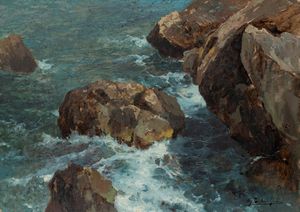 Felice Giordano - Scogliera a Capri