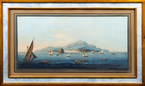 Attribuito a V. D’Esposito (Scuola napoletana metà del XIX secolo) : Isola di Ischia  - Asta Arte Figurativa tra XIX e XX Secolo - Associazione Nazionale - Case d'Asta italiane