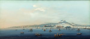 Attribuito a V. D’Esposito (Scuola napoletana metà del XIX secolo) - Napoli dal mare