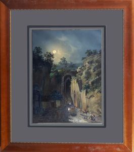 Gioacchino La Pira (attivo tra 1839 e 1875) : Grotta di Posillipo  - Asta Arte Figurativa tra XIX e XX Secolo - Associazione Nazionale - Case d'Asta italiane