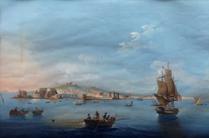 Attribuito a Giuseppe Scoppa (attivo a Napoli alla metà del XIX secolo) - Veduta di Napoli dal mare