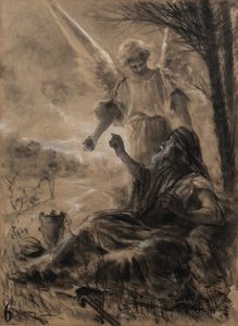 Scuola italiana seconda metà del XIX secolo - Angelo che appare a Mos