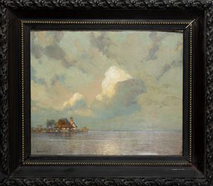 Camillo Bortoluzzi : Case in laguna  - Asta Arte Figurativa tra XIX e XX Secolo - Associazione Nazionale - Case d'Asta italiane