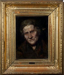 PIO SANQUIRICO : Ritratto di anziana con orecchini d'oro  - Asta Arte Figurativa tra XIX e XX Secolo - Associazione Nazionale - Case d'Asta italiane