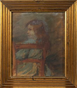 GUIDO TRENTINI : Bambina seduta di spalle  - Asta Arte Figurativa tra XIX e XX Secolo - Associazione Nazionale - Case d'Asta italiane