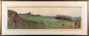 Ettore Roesler Franz : Scorcio della via Appia antica  - Asta Arte Figurativa tra XIX e XX Secolo - Associazione Nazionale - Case d'Asta italiane