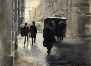 Giulio Aristide Sartorio : Un giorno di pioggia  - Asta Arte Figurativa tra XIX e XX Secolo - Associazione Nazionale - Case d'Asta italiane