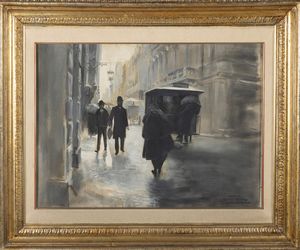 Giulio Aristide Sartorio : Un giorno di pioggia  - Asta Arte Figurativa tra XIX e XX Secolo - Associazione Nazionale - Case d'Asta italiane