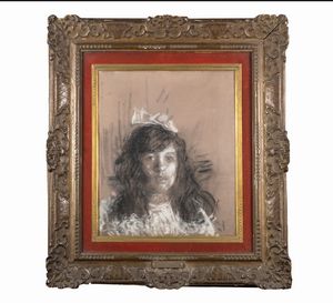 Antonio Mancini : Fanciulla con fiocco in testa  - Asta Arte Figurativa tra XIX e XX Secolo - Associazione Nazionale - Case d'Asta italiane