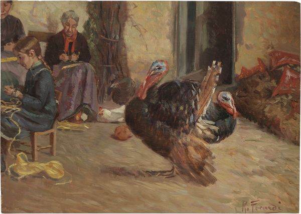 Ruggero Focardi : Nel cortile  - Asta PARADE II - DIPINTI E SCULTURE DEL XIX E XX SECOLO - Associazione Nazionale - Case d'Asta italiane