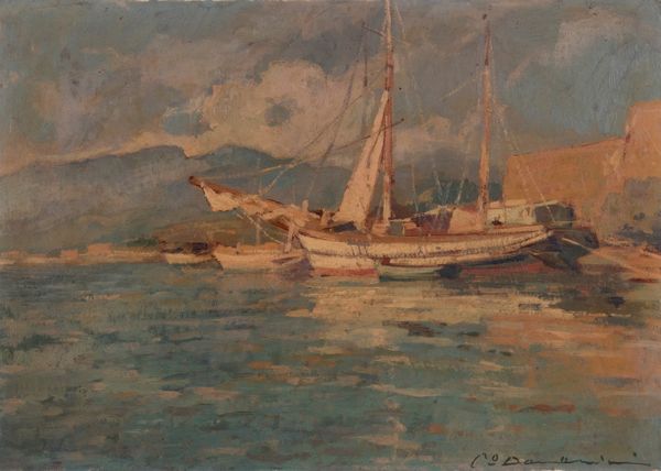 Carlo Domenici : Marina  - Asta PARADE II - DIPINTI E SCULTURE DEL XIX E XX SECOLO - Associazione Nazionale - Case d'Asta italiane