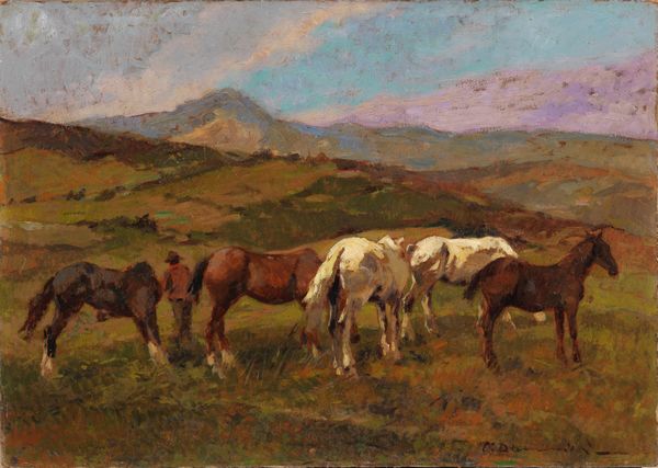 Carlo Domenici : Cavalli al pascolo  - Asta PARADE II - DIPINTI E SCULTURE DEL XIX E XX SECOLO - Associazione Nazionale - Case d'Asta italiane