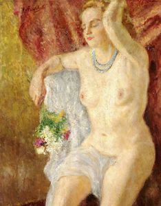 Giuseppe Fraschetti - Nudo con fiori e collana