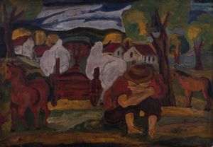 Giuseppe Serafini - Paesaggio con contadino