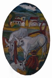 Giuseppe Serafini - Contadino con buoi