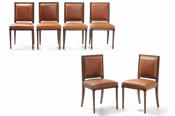 Sei sedie in legno intagliato. XIX secolo  - Asta Antiquariato Luglio - Associazione Nazionale - Case d'Asta italiane