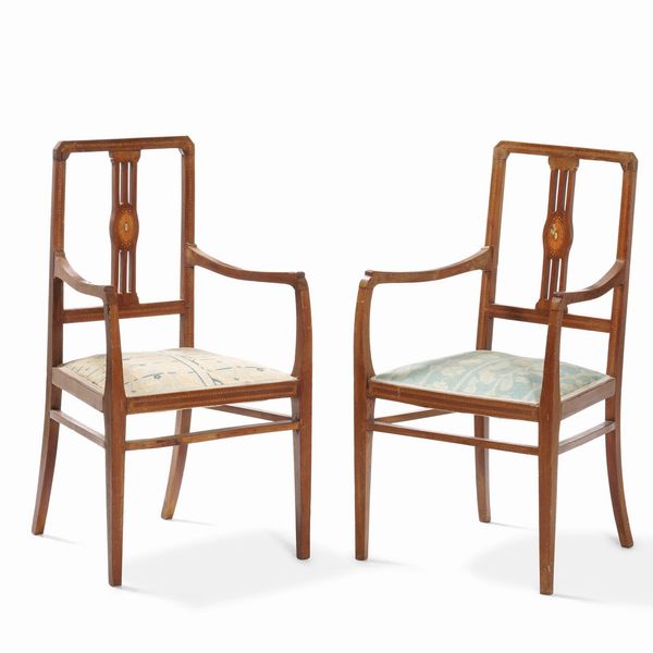 Coppia di poltrone in legno intarsiato XIX-XX secolo  - Asta Antiquariato Luglio - Associazione Nazionale - Case d'Asta italiane