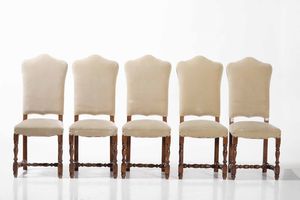 Serie di dieci sedie a rocchetto in noce, in parte antiche  - Asta Antiquariato Luglio - Associazione Nazionale - Case d'Asta italiane