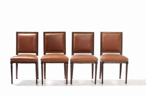 Sei sedie in legno intagliato. XIX secolo  - Asta Antiquariato Luglio - Associazione Nazionale - Case d'Asta italiane