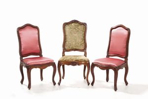 Lotto di sette sedie in legno intagliato. XVIII secolo  - Asta Antiquariato Luglio - Associazione Nazionale - Case d'Asta italiane