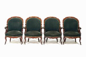 Salotto Luigi Filippo composto da divano, 4 poltrone e due poltroncine  - Asta Antiquariato Luglio - Associazione Nazionale - Case d'Asta italiane