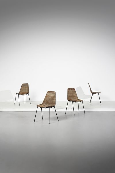 LEGLER GIAN FRANCO  (n. 1922) : Quattro sedie Basket per Bonacina  - Asta Asta 417 | DESIGN E ARTI DECORATIVE DEL NOVECENTO Online - Associazione Nazionale - Case d'Asta italiane