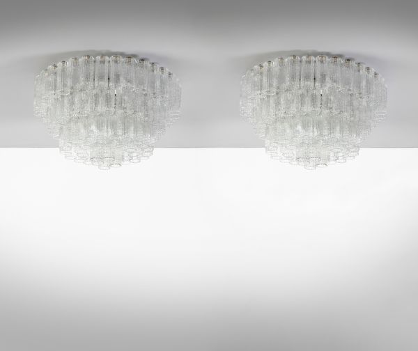 MANIFATTURA MURANESE : Coppia di lampade a sospensione  - Asta Asta 417 | DESIGN E ARTI DECORATIVE DEL NOVECENTO Online - Associazione Nazionale - Case d'Asta italiane