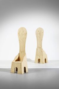 CEROLI MARIO (n. 1938) - Coppia di sedie alte della serie Mobili nella Valle per Poltronova