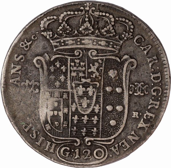 Regno di Napoli, CARLO III DI BORBONE, 1734-1759 : Piastra da 120 Grana  - Asta Numismatica - Associazione Nazionale - Case d'Asta italiane