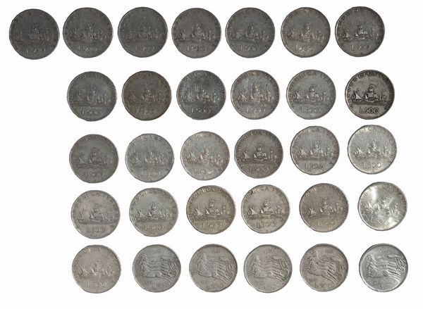 Repubblica Italiana : lotto composto da 31 esemplari di monete da 500 Lire  - Asta Numismatica - Associazione Nazionale - Case d'Asta italiane