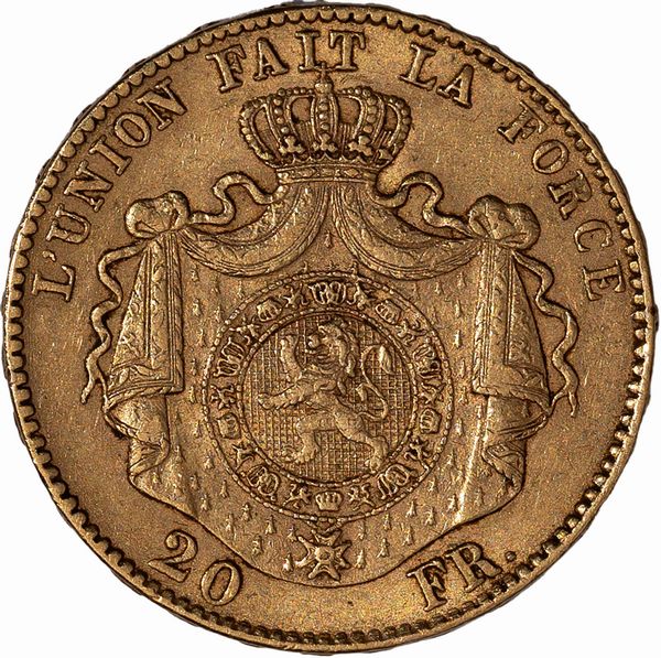 Belgio, LEOPOLD II, 1865-1909 : 20 Franchi  - Asta Numismatica - Associazione Nazionale - Case d'Asta italiane