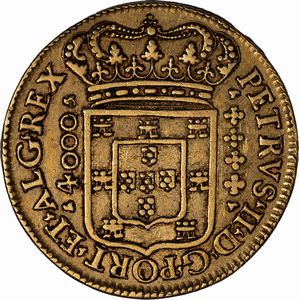 Portogallo, PEDRO II, 1683-1706 : 4.000 Reis  - Asta Numismatica - Associazione Nazionale - Case d'Asta italiane