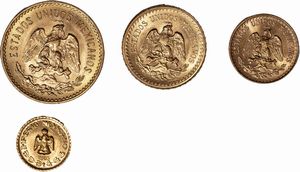 Messico - Estados Unidos Mexicanos (dal 1905) : lotto composto da un esemplare da 5 pesos del 1955, un esemplare da 2 e 1/2 pesos del 1945, un esemplare da 2 pesos del 1945 e un gettone nuziale Emperador Maximiliano 1865  - Asta Numismatica - Associazione Nazionale - Case d'Asta italiane