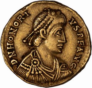 Impero Romano, ONORIO, 393-423 d.C. : Solido  - Asta Numismatica - Associazione Nazionale - Case d'Asta italiane