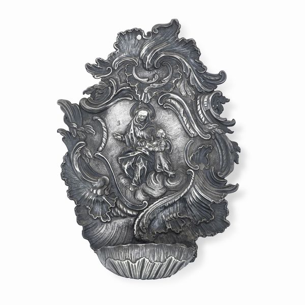 Acquasantiera. Genova, met� del XVIII secolo. Marchio della Torretta con datario (1)75.  - Asta Argenti - Associazione Nazionale - Case d'Asta italiane