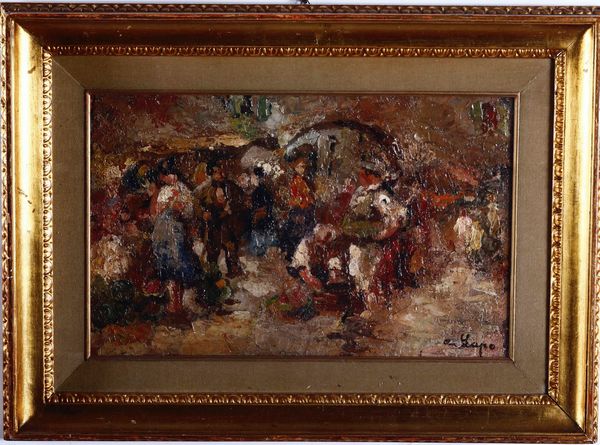 Alessandro Lupo : Scena con personaggi  - Asta Dipinti del XIX-XX secolo - Associazione Nazionale - Case d'Asta italiane