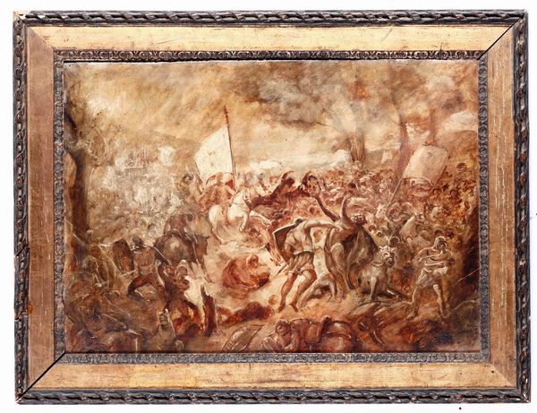 Anonimo, XIX secolo Scena di battaglia  - Asta Dipinti del XIX-XX secolo - Associazione Nazionale - Case d'Asta italiane