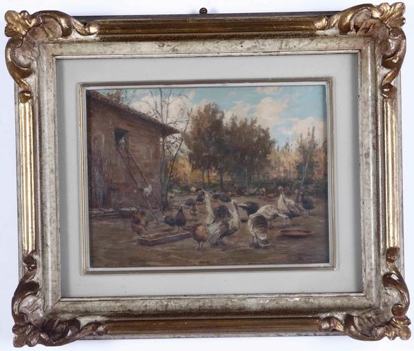 GIUSEPPE GHEDUZZI : Scena di mercato<BR>Pollaio  - Asta Dipinti del XIX-XX secolo - Associazione Nazionale - Case d'Asta italiane