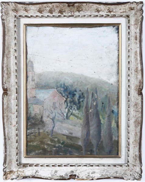 Riccardo Gardella (1909 - 1986) Veduta di campagna con chiesa  - Asta Dipinti del XIX-XX secolo - Associazione Nazionale - Case d'Asta italiane